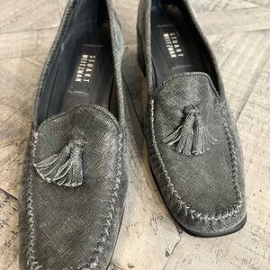 Stuart Weitzman Gray women’s block heels  with Tassels size 9.5 AA soft leather